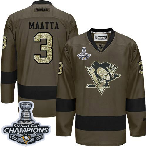 Penguins #3 Olli Maatta Green Salute to Service Stanley Cup Finals Champions Stitched NHL Jersey - Click Image to Close